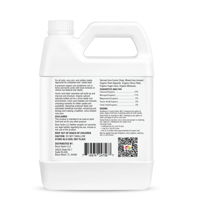 Boca Hydro Ancient Earth Soil Conditioner – Organic Humic & Fulvic Acid Blend with Calcium, Nitrogen & Molasses – Improves Nutrient Uptake, Buffers pH, Neutralizes Salt, Loosens Clay & Restores Soil Health