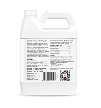 Boca Hydro Ancient Earth Soil Conditioner – Organic Humic & Fulvic Acid Blend with Calcium, Nitrogen & Molasses – Improves Nutrient Uptake, Buffers pH, Neutralizes Salt, Loosens Clay & Restores Soil Health