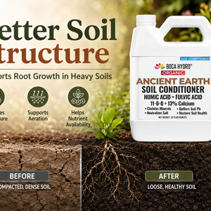 Boca Hydro Ancient Earth Soil Conditioner – Organic Humic & Fulvic Acid Blend with Calcium, Nitrogen & Molasses – Improves Nutrient Uptake, Buffers pH, Neutralizes Salt, Loosens Clay & Restores Soil Health