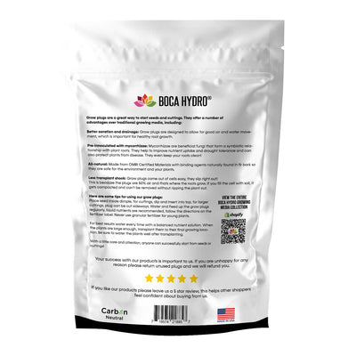 Boca Hydro Organic Grow Plugs 1.5" Orchid Coco-Peat Formula + Boca Hydro Mycorrhizae Packet
