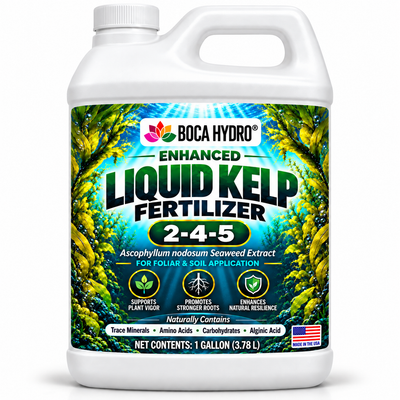 Boca Hydro Enhanced Liquid Kelp Fertilizer 2-4-5 – Ascophyllum nodosum Seaweed Extract with NPK & Chelated Micronutrients – Foliar & Soil Plant Food