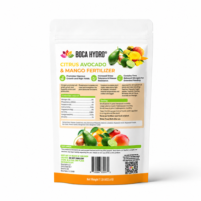 Boca Hydro Citrus Avocado and Mango Fertilizer 6-4-6 + 11.5% Calcium for Tropical Fruit Trees and Bananas