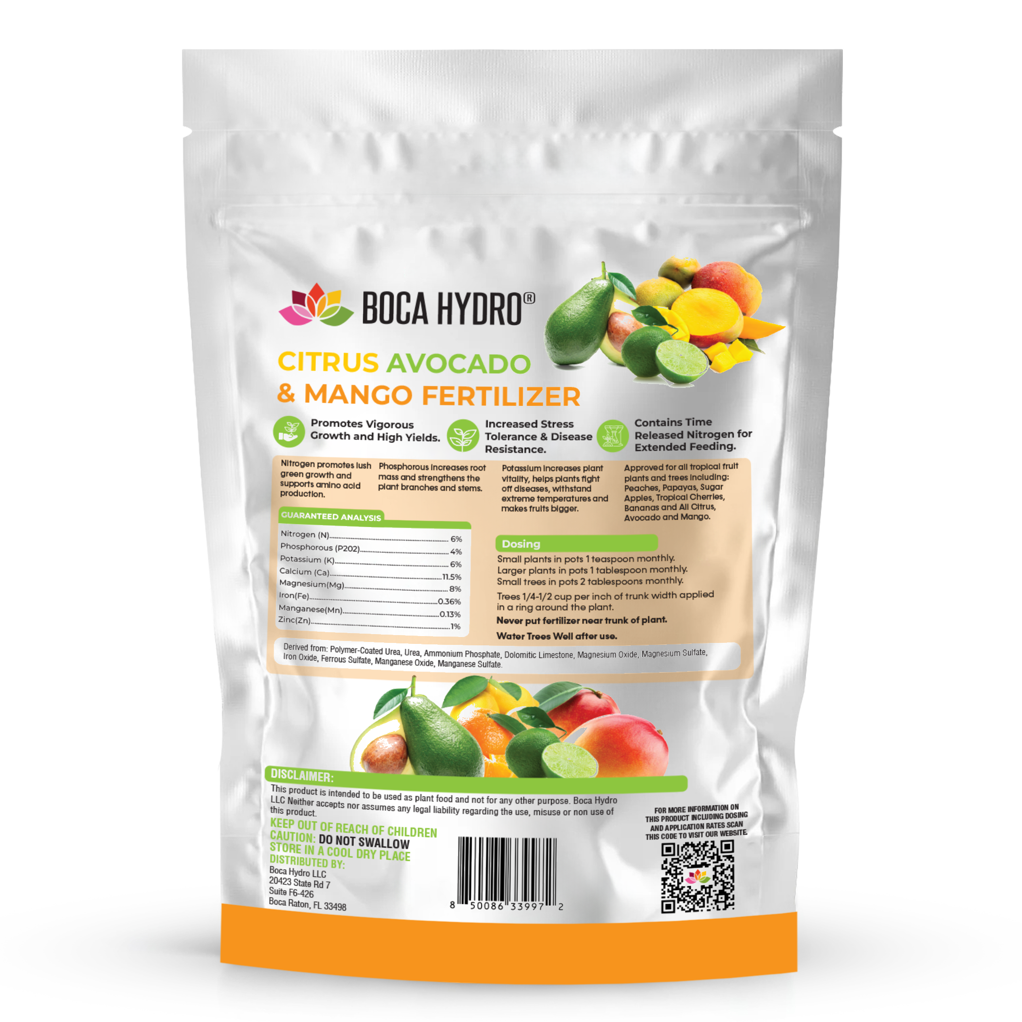 Boca Hydro Citrus Avocado and Mango Fertilizer 6-4-6 + 11.5% Calcium