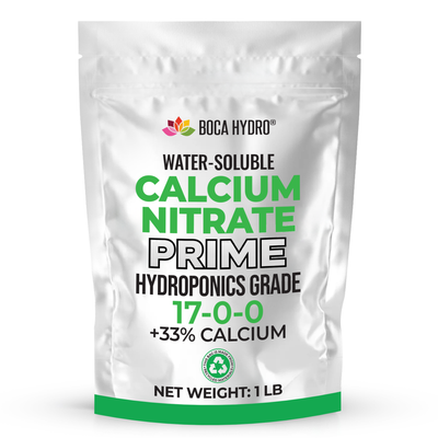Boca Hydro Calcium Nitrate Prime Hydroponics Grade Water Soluble 17-0-0 + 33% Calcium Fertilizer for Hydroponics Soil Coco Foliar Feeding Fertigation and Fruit Crops