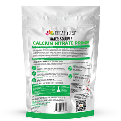Boca Hydro Calcium Nitrate Prime Hydroponics Grade Water Soluble 17-0-0 + 33% Calcium Fertilizer for Hydroponics Soil Coco Foliar Feeding Fertigation and Fruit Crops