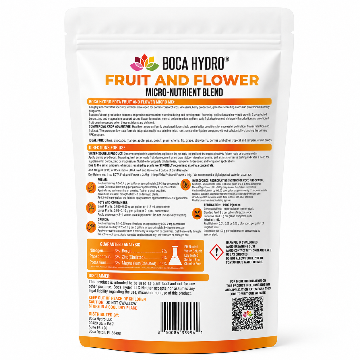 Boca Hydro EDTA Fruit and Flower Micro Mix Flowering Enhancer Water Soluble Plant Food