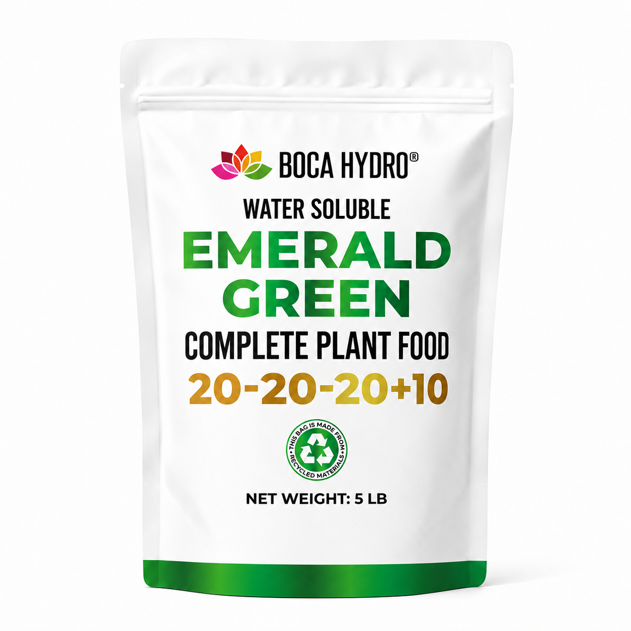 Boca Hydro Emerald Green 20-20-20+10 Complete Water Soluble Plant Food