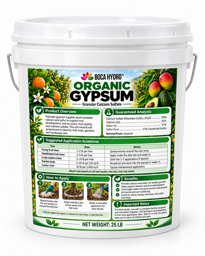 Boca Hydro Organic Granular Gypsum (Calcium Sulfate) 21% Ca 17% Sulfur Extended Release Calcium + Sulfur