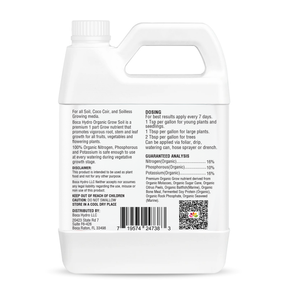 Boca Hydro Grow Soil – Organic Liquid Plant Food 16-10-16 NPK | Base Grow Fertilizer with Amino Acids & Micronutrients | Complete Organic Nutrition for Strong Vegetative Growth, Healthy Roots, and Vibrant Green Plants