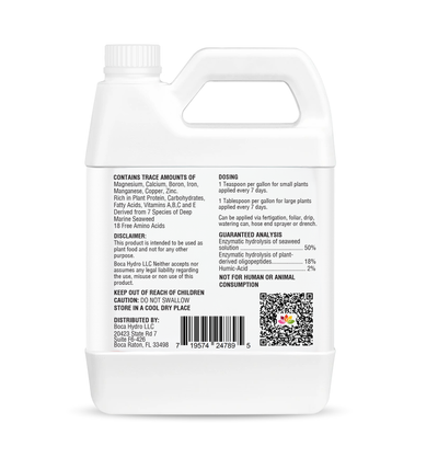 Boca Hydro Low Tide Liquid Seaweed Extract – Organic Ascophyllum Nodosum Kelp Fertilizer | Natural Plant Growth Booster with Amino Acids, Humic Acid, Vitamins & Trace Minerals for Stronger Roots, Leaves & Blooms