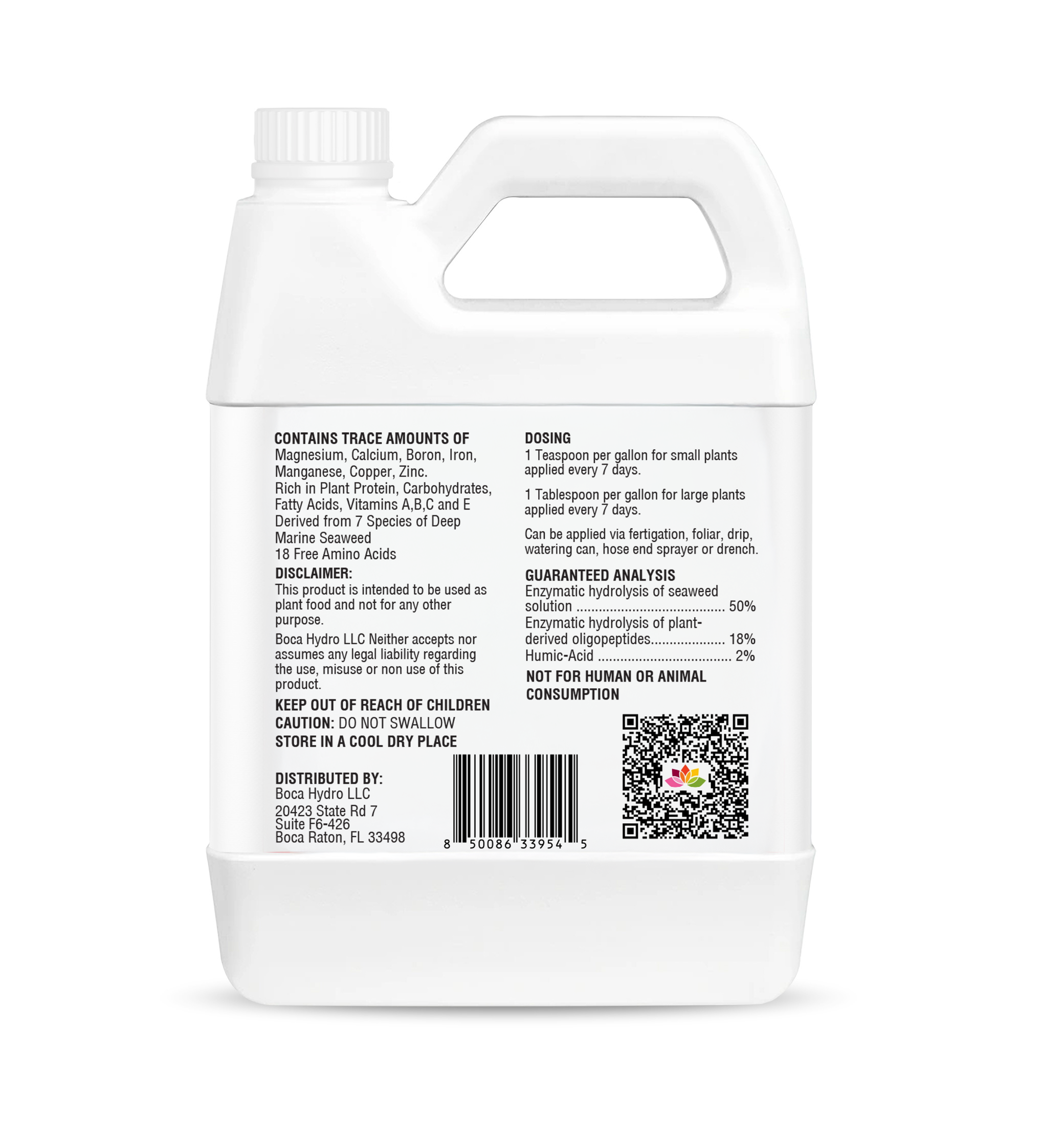 Boca Hydro Low Tide Liquid Seaweed Extract – Organic Ascophyllum Nodosum Kelp Fertilizer | Natural Plant Growth Booster with Amino Acids, Humic Acid, Vitamins & Trace Minerals for Stronger Roots, Leaves & Blooms