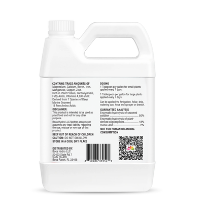 Boca Hydro Low Tide Liquid Seaweed Extract – Organic Ascophyllum Nodosum Kelp Fertilizer | Natural Plant Growth Booster with Amino Acids, Humic Acid, Vitamins & Trace Minerals for Stronger Roots, Leaves & Blooms