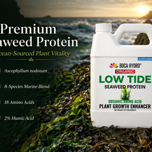 Boca Hydro Low Tide Liquid Seaweed Extract – Organic Ascophyllum Nodosum Kelp Fertilizer | Natural Plant Growth Booster with Amino Acids, Humic Acid, Vitamins & Trace Minerals for Stronger Roots, Leaves & Blooms
