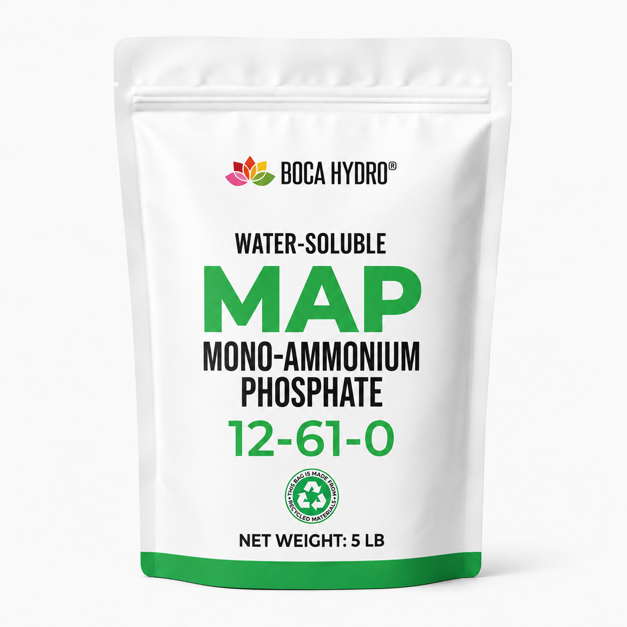 Boca Hydro MAP Monoammonium Phosphate Fertilizer 12-61-0 Water Soluble High Phosphorus Plant Food for Root Growth Bloom Boost Hydroponics Fertigation and Foliar Spray