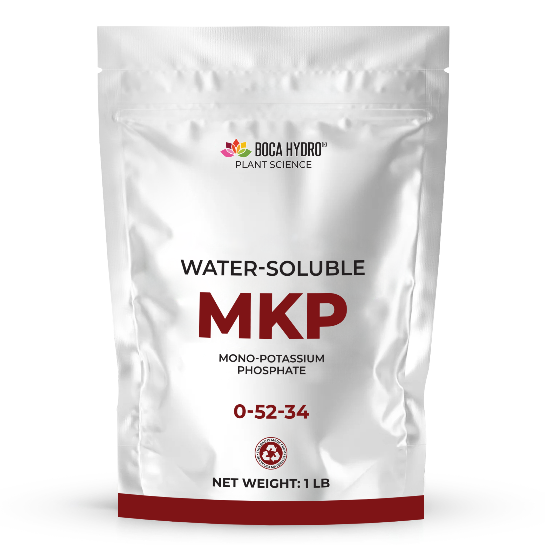 Boca Hydro MKP Mono-Potassium Phosphate 0-52-34 Water Soluble Flowering Enhancer Bloom Booster and Root Builder for all Plants, Vegetables, Flowers, Trees and Lawns