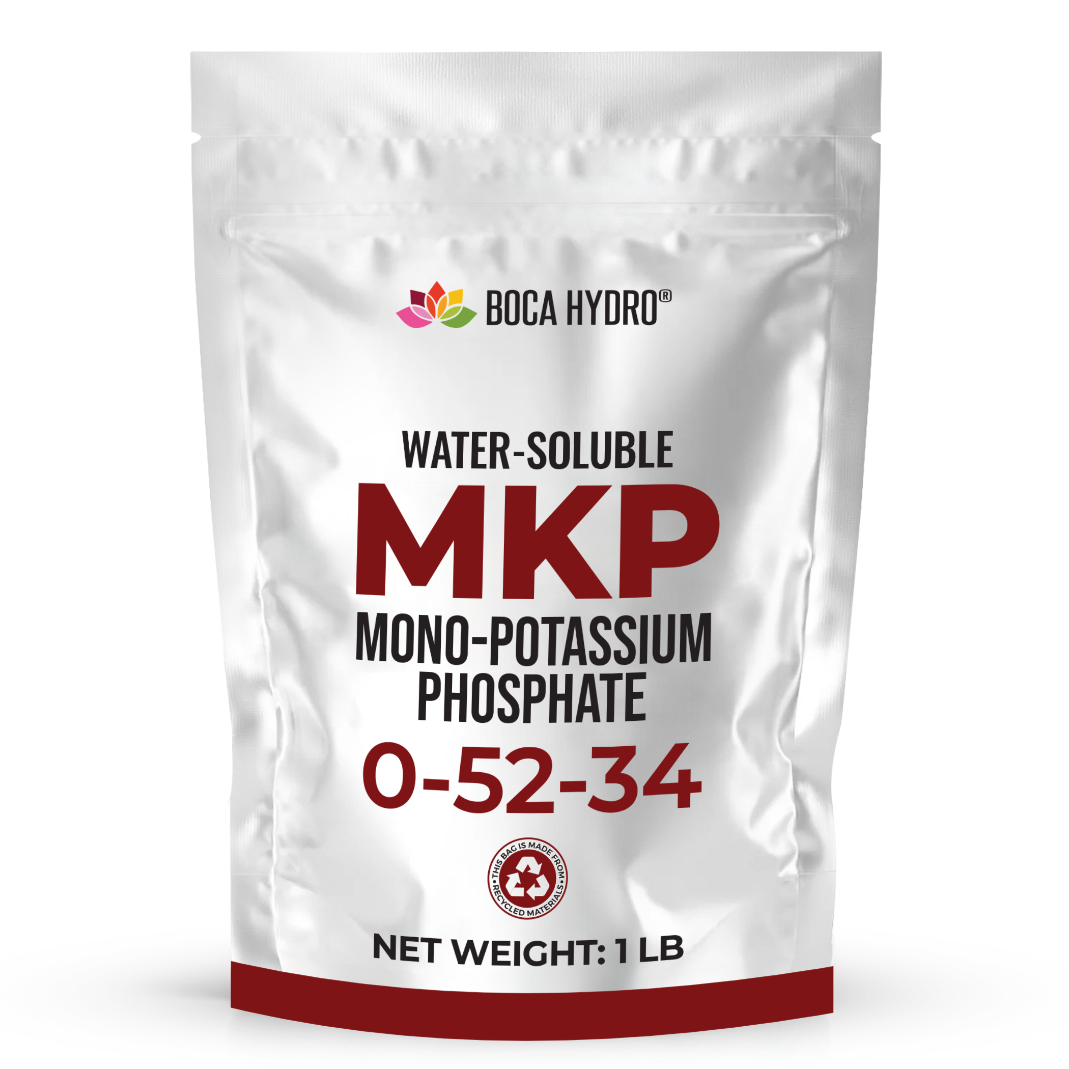 Boca Hydro MKP Mono-Potassium Phosphate 0-52-34 Water Soluble Flowering Enhancer Bloom Booster and Root Builder for all Plants, Vegetables and Trees
