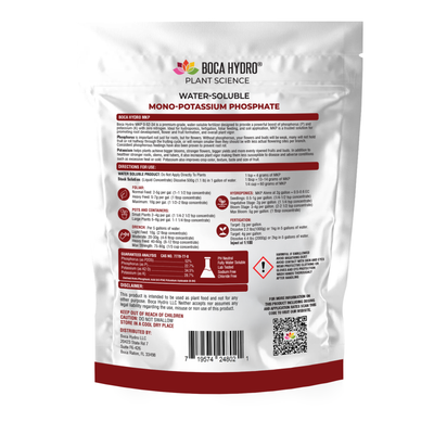 Boca Hydro MKP Mono-Potassium Phosphate 0-52-34 Water Soluble Flowering Enhancer Bloom Booster and Root Builder for all Plants, Vegetables, Flowers, Trees and Lawns