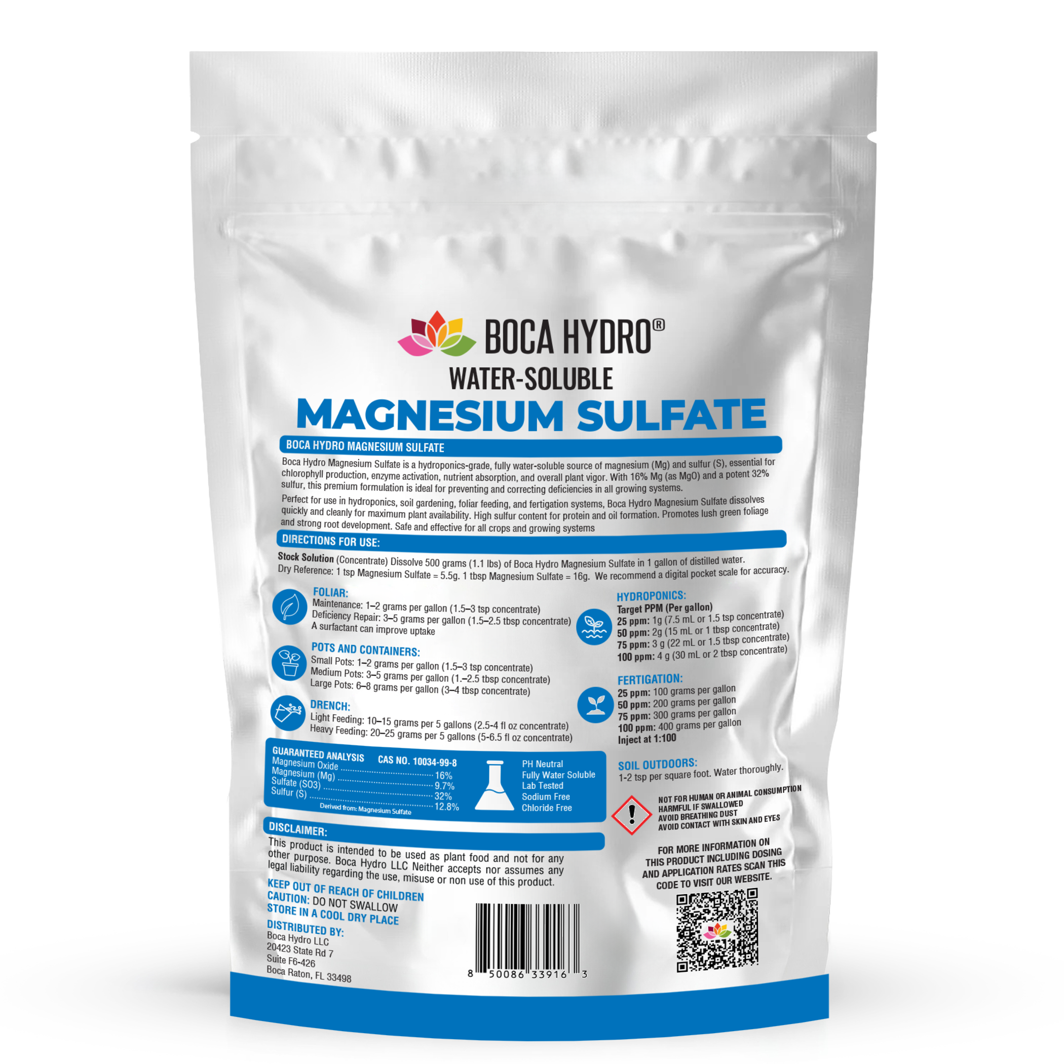Boca Hydro Magnesium Sulfate Water-Soluble Fertilizer 16% Magnesium 32% Sulfur