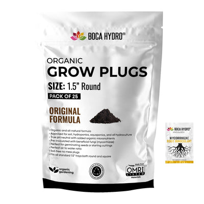 Boca Hydro Organic Grow Plugs 1.5" Round Original Formula + Boca Hydro Mycorrhizae Packet