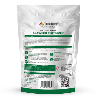 Boca Hydro Organic Ocean-K 2-2-18 + Trace Elements High Potassium Water-Soluble Seaweed Fertilizer Amino Acid Plant Growth Enhancer