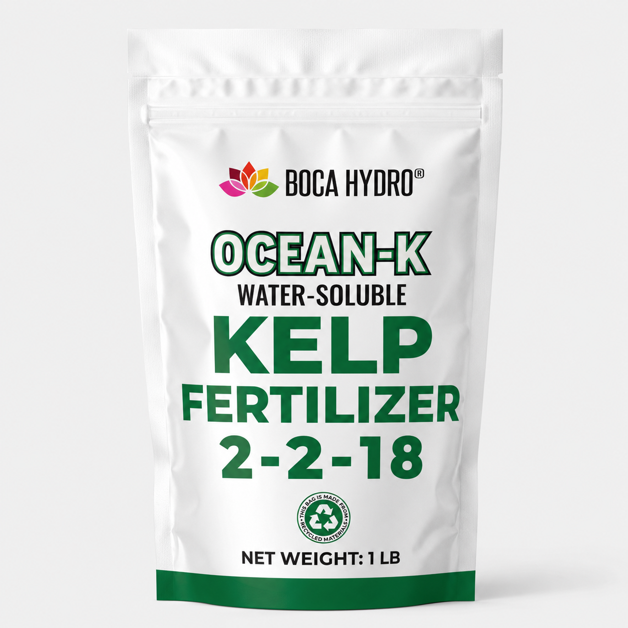 Boca Hydro Organic Ocean-K 2-2-18 + Trace Elements High Potassium Water-Soluble Seaweed Fertilizer Amino Acid Plant Growth Enhancer