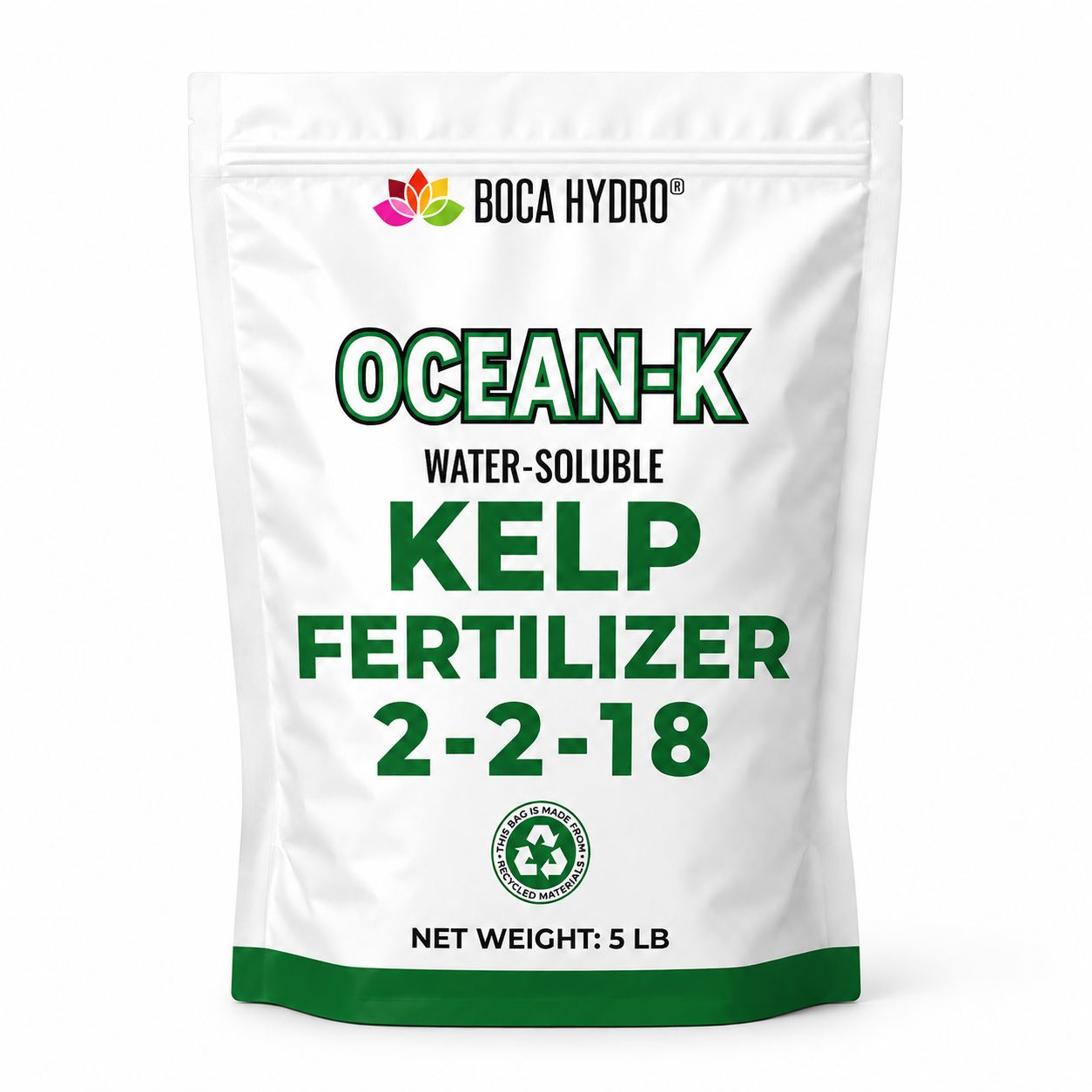 Boca Hydro Organic Ocean-K 2-2-18 + Trace Elements High Potassium Water-Soluble Seaweed Fertilizer Amino Acid Plant Growth Enhancer
