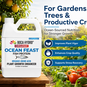 Boca Hydro Ocean Feast Fish Protein Fertilizer – Premium Organic Amino Acids, Fulvic Acid & Natural Peptides for Plant Growth, Soil Health, Strong Roots, Stress Resistance & Improved Fruit Quality