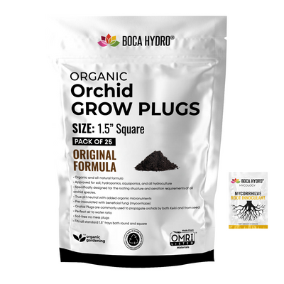 Boca Hydro Organic Grow Plugs 1.5" Orchid Original Formula + Boca Hydro Mycorrhizae Packet