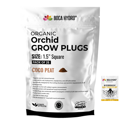 Boca Hydro Organic Grow Plugs 1.5" Orchid Coco-Peat Formula + Boca Hydro Mycorrhizae Packet