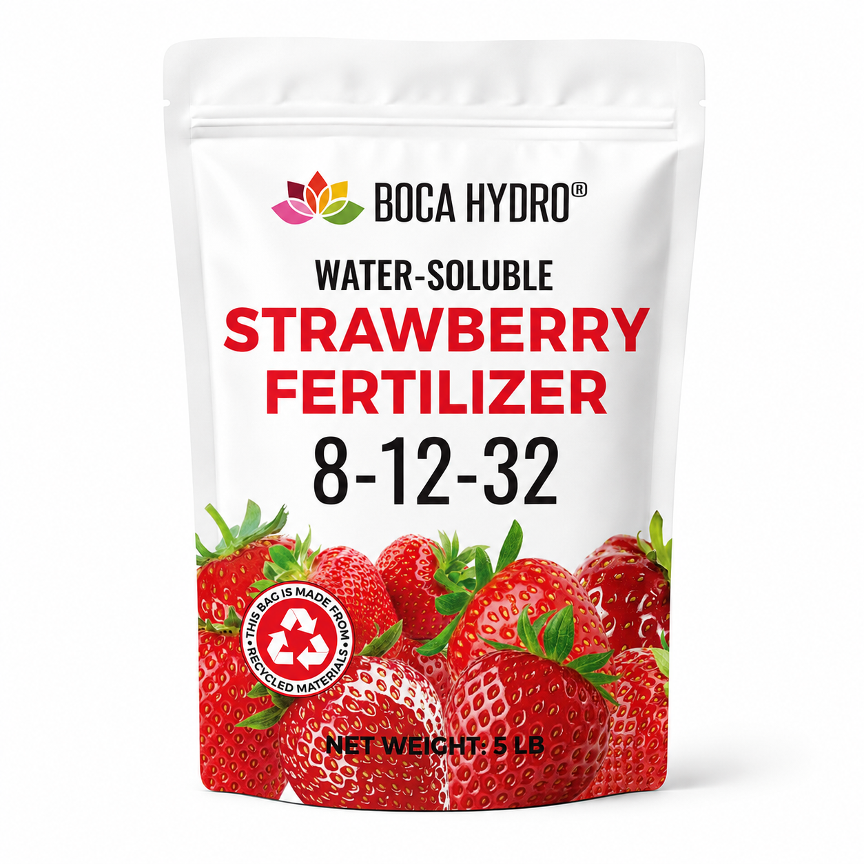 Boca Hydro Strawberry Fertilizer 8-12-32 Professional Water-Soluble Fertilizer for Hydroponics, Coco & Soil