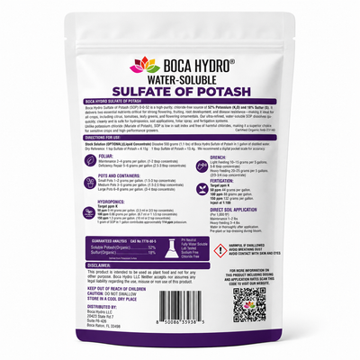 Boca Hydro Organic Sulfate of Potash 0-0-52 Water Soluble Plant Food Fruit and Bud Mass Gainer Vitality Booster For all Fruits and Vegetables