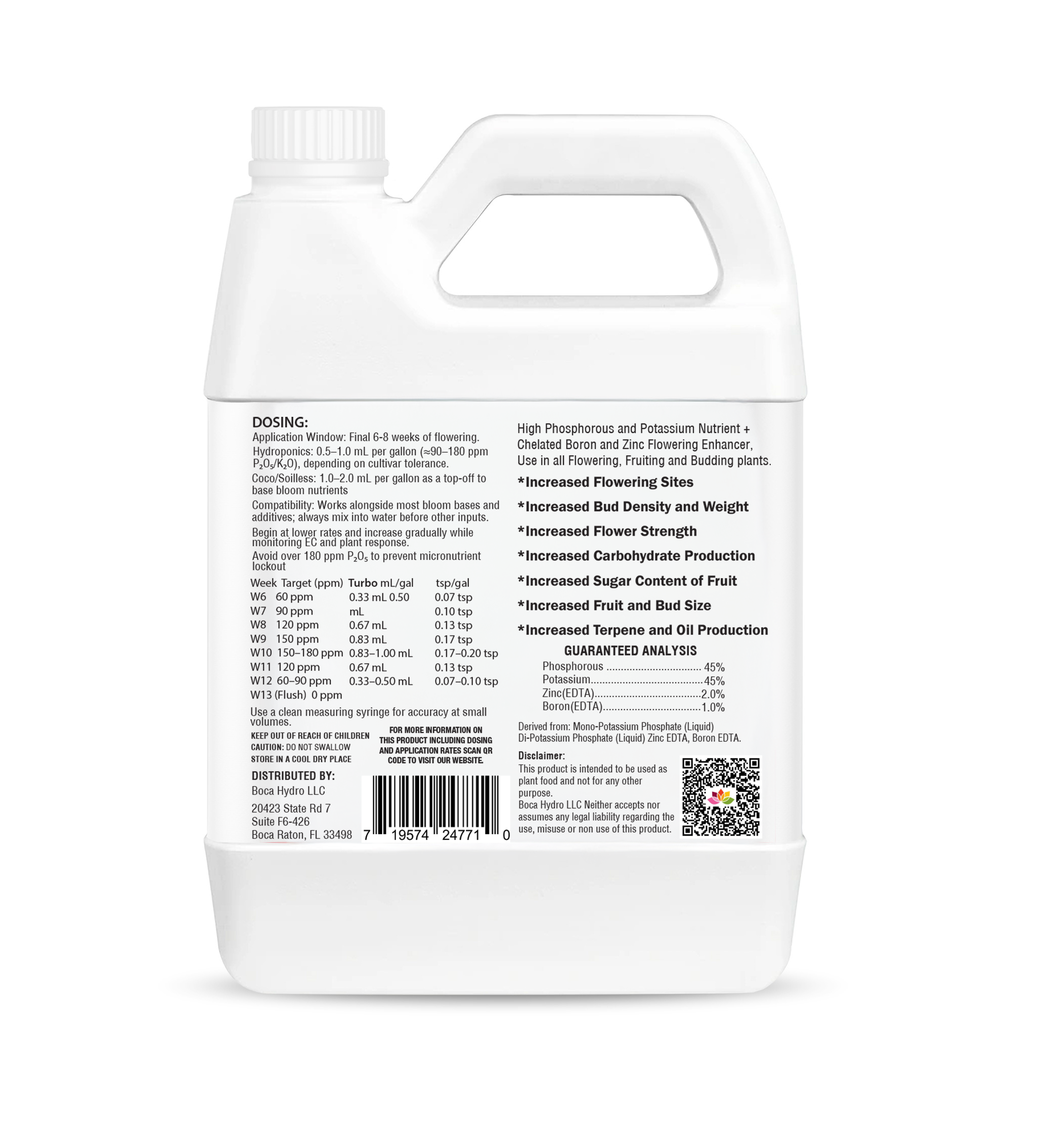 Boca Hydro Turbo Bloom Booster Flowering Enhancer 0-45-45+ Trace Elements Fruit and Bud Mass Gainer, Flower Builder, Flowering Enhancer, Bloom Booster