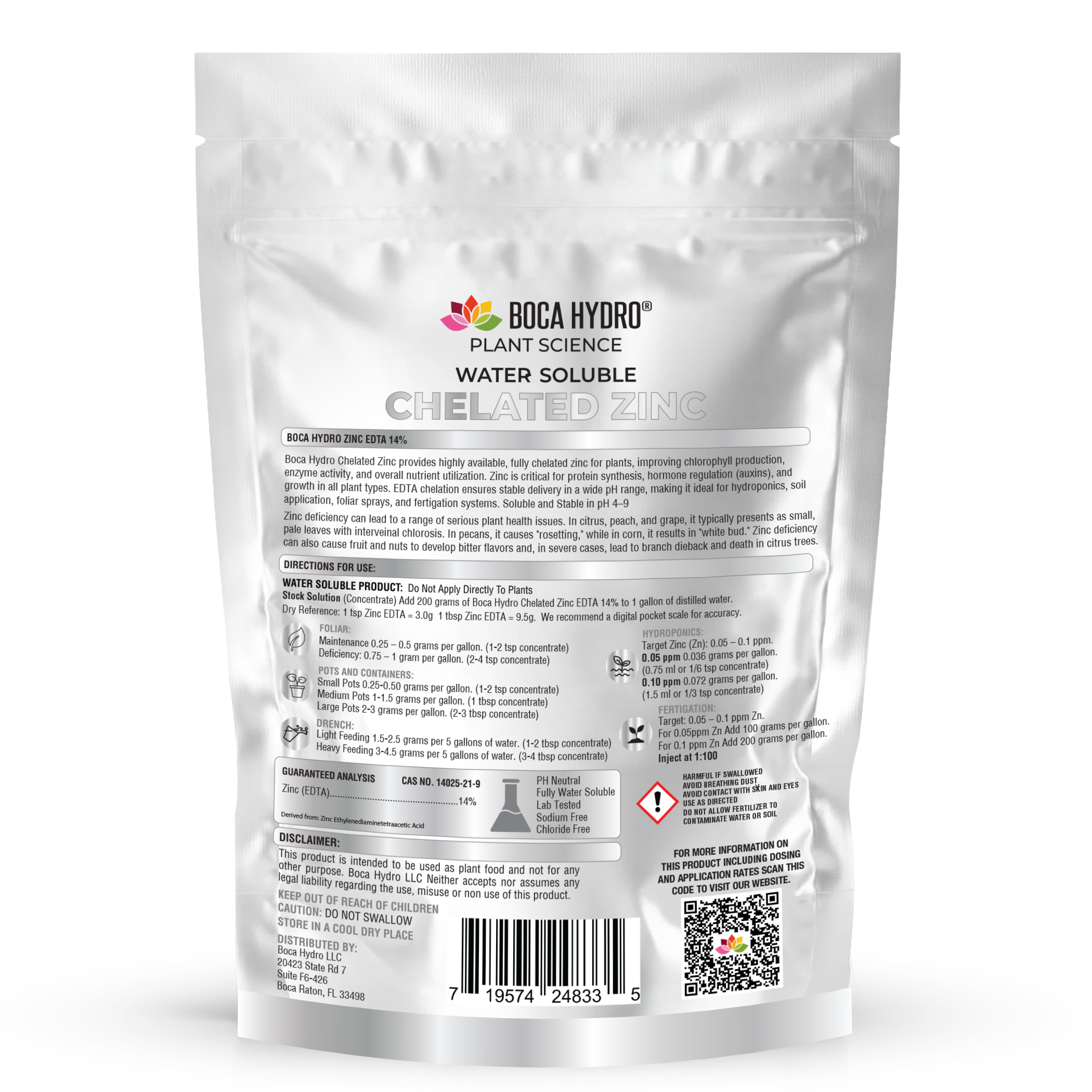 Boca Hydro Chelated Zinc EDTA 14% Water Soluble Micronutrient