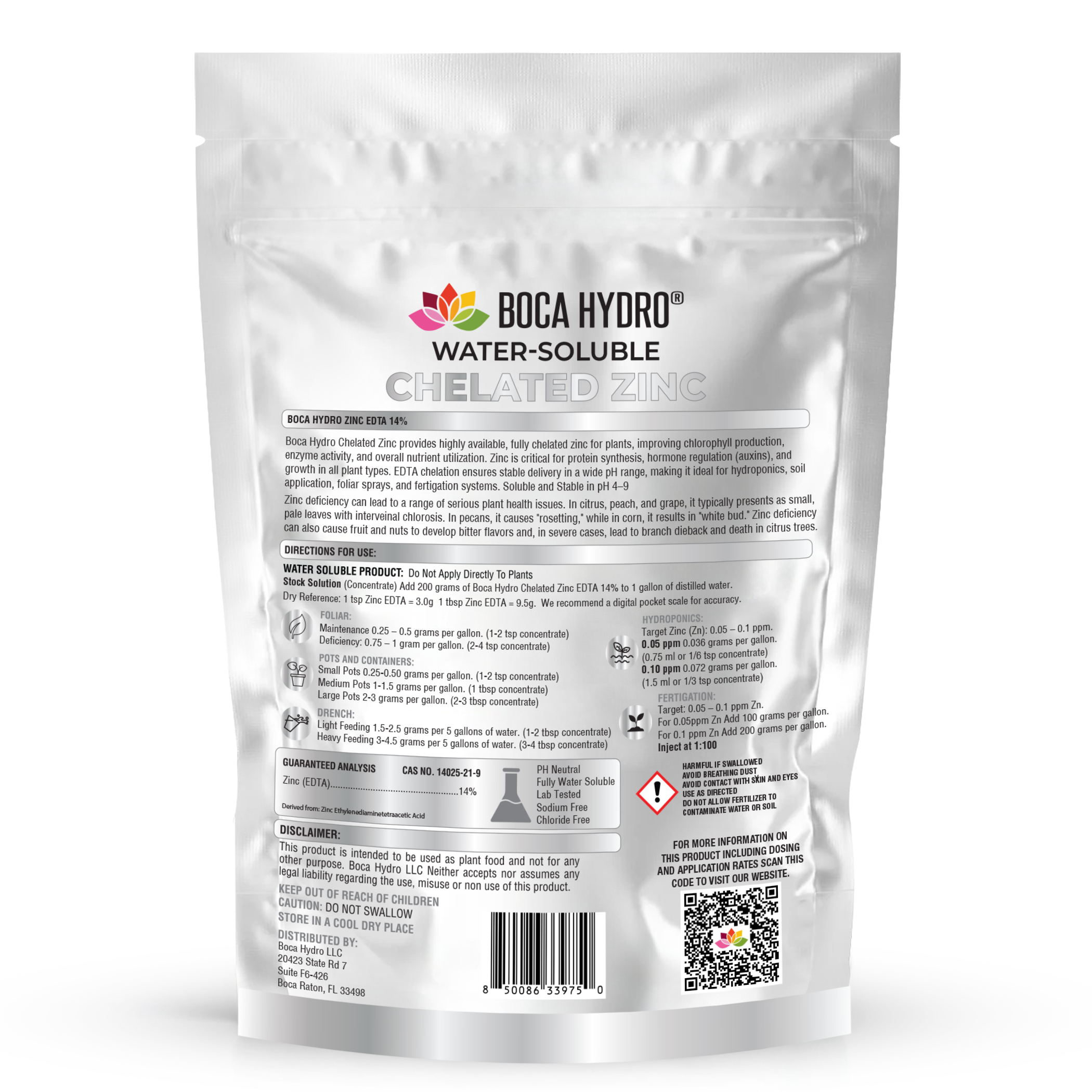 Boca Hydro Chelated Zinc EDTA 14% Water Soluble Micronutrient
