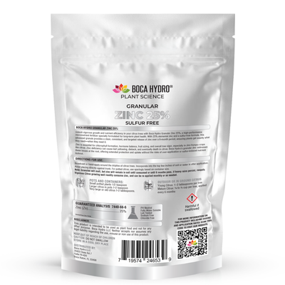 Boca Hydro Granular Zinc 25% Sulfur Free Slow Release Feeds for 6 Months