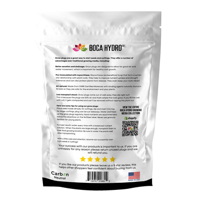 Boca Hydro Organic Grow Plugs 1.5" Orchid Original Formula + Boca Hydro Mycorrhizae Packet